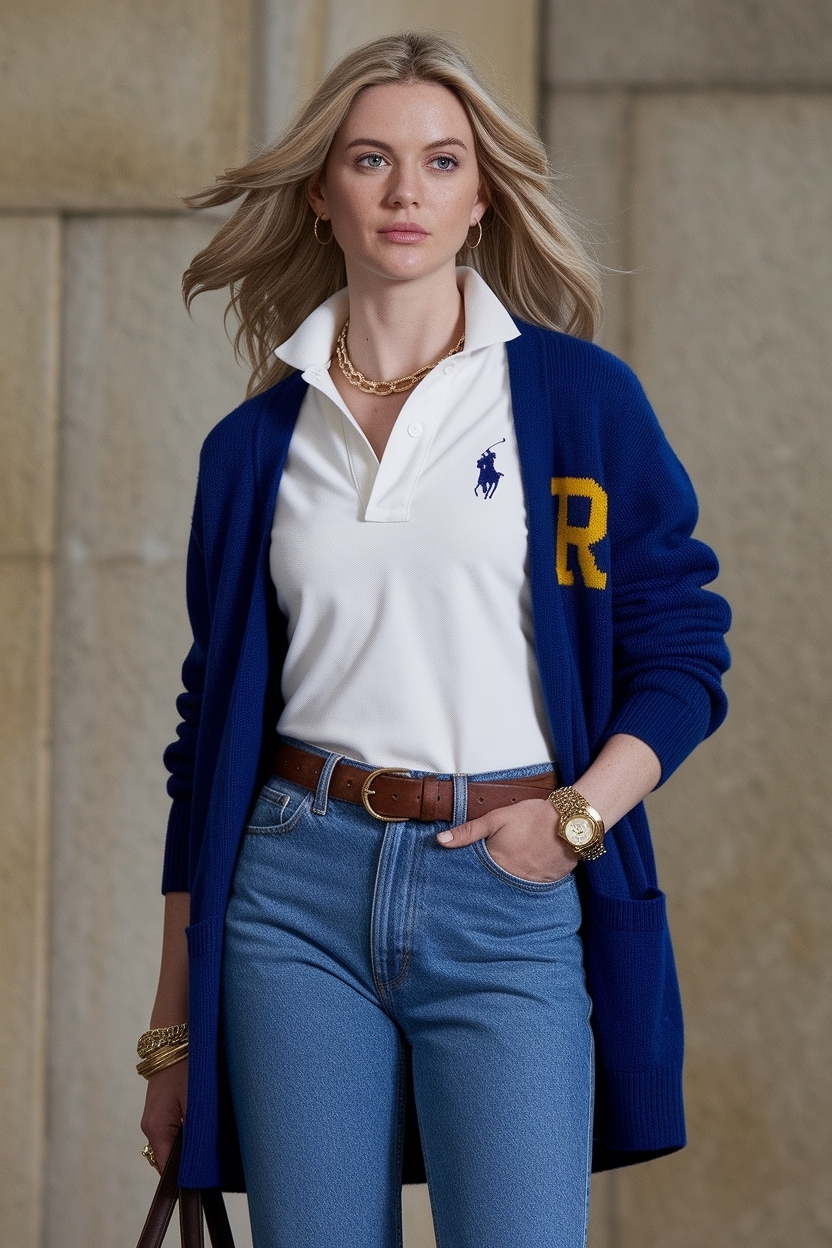 Polo Cardigan Outfit Ralph Lauren Women: Classic Combinations outfit idea