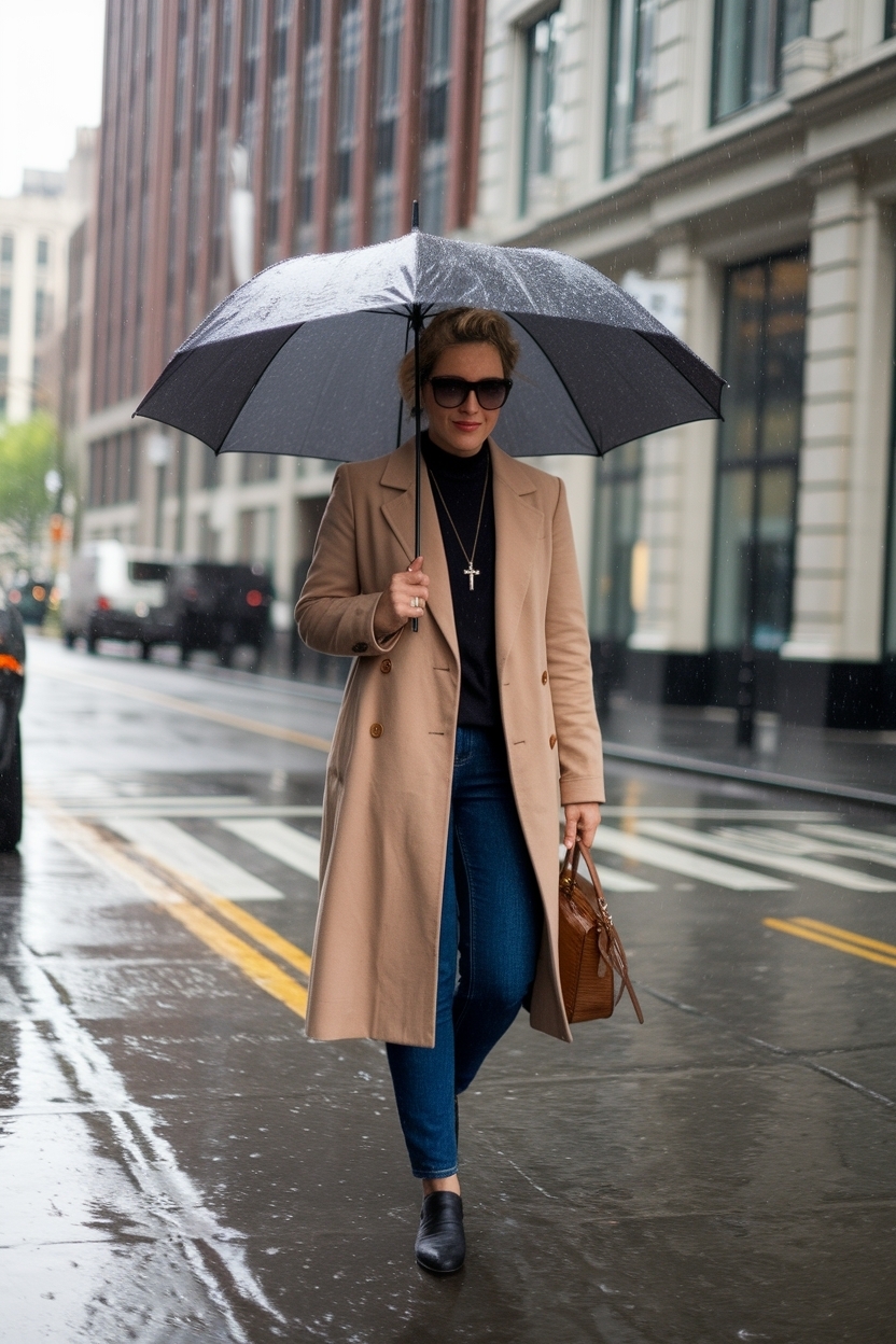 Rainy Day Business Casual Outfits to Stay Stylish outfit idea