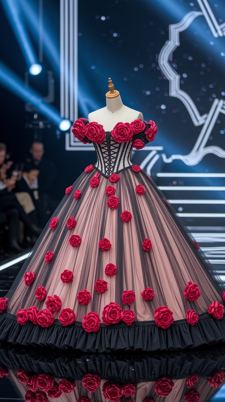 Red and Black Ball Gown: Glamorous Evening Attire outfit idea