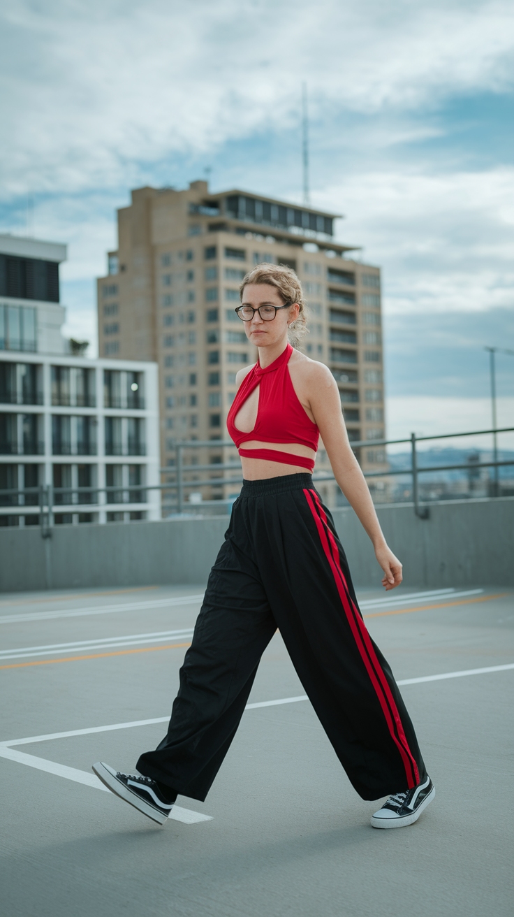 Red and Black Pants Outfit for Effortless Chic outfit idea