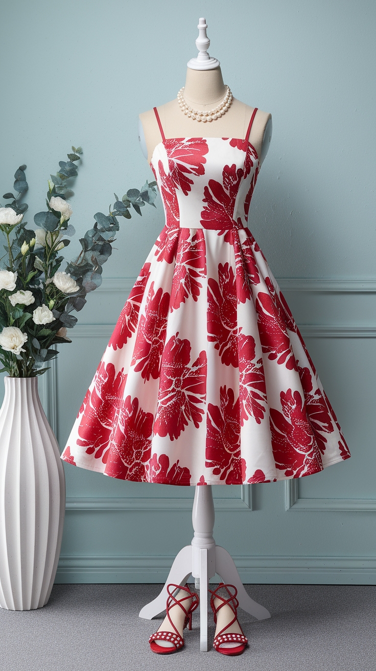 Elegant Red and White Combination Dress Styles outfit idea