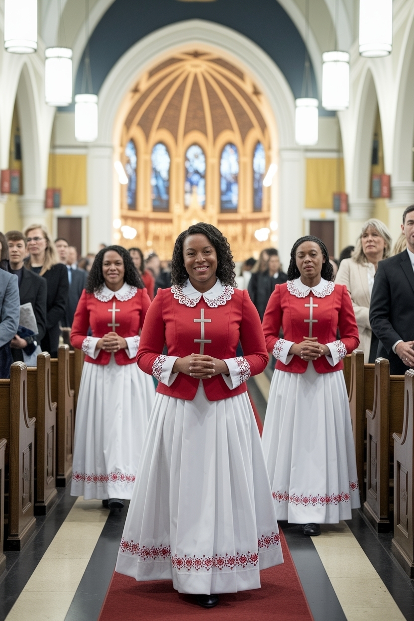 Red and White Outfit Black Women Church Trends outfit idea