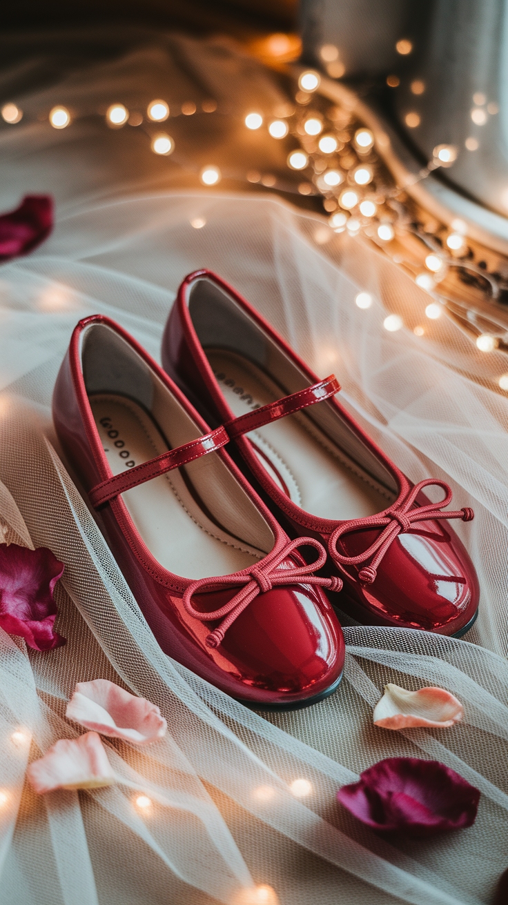 Cute Red Ballerina Shoes to Elevate Your Look outfit idea