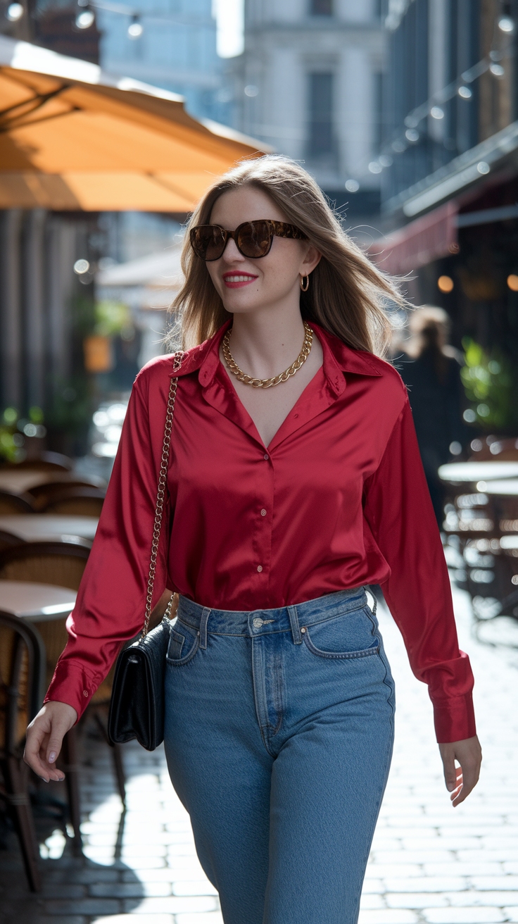 Elevate Your Style with a Red Blouse outfit idea