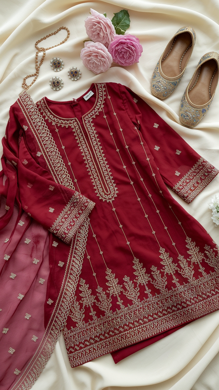 Choosing the Perfect Red Colour Dress Pakistani Style outfit idea