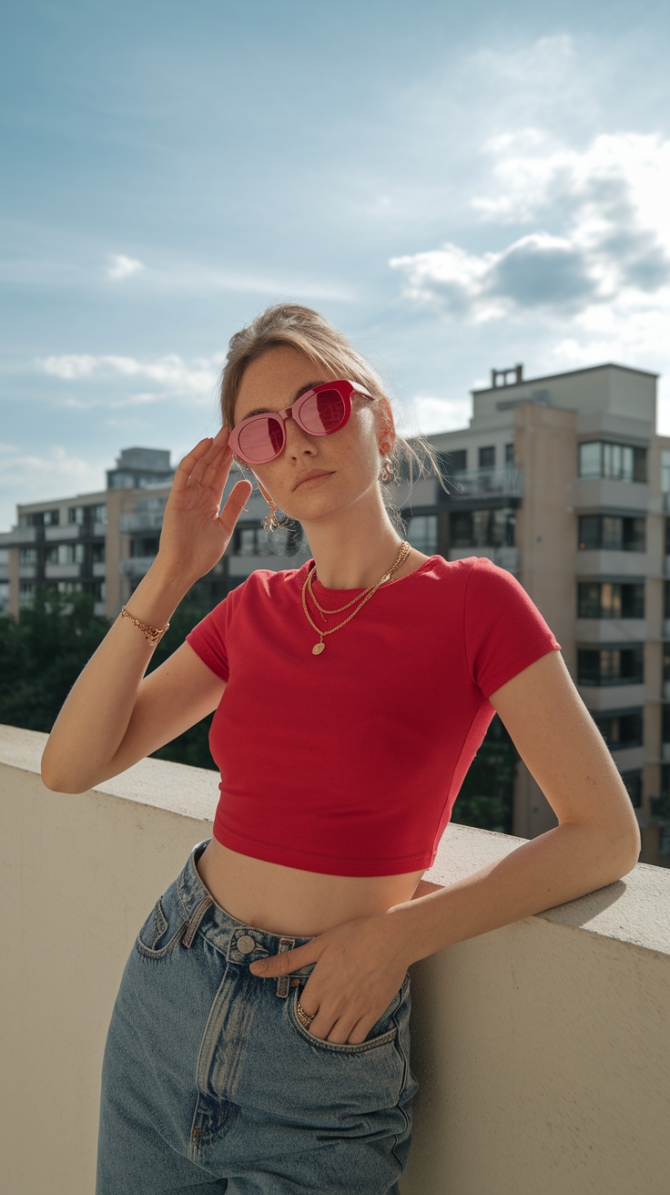 Casual Red Cropped Top for Effortless Style outfit idea