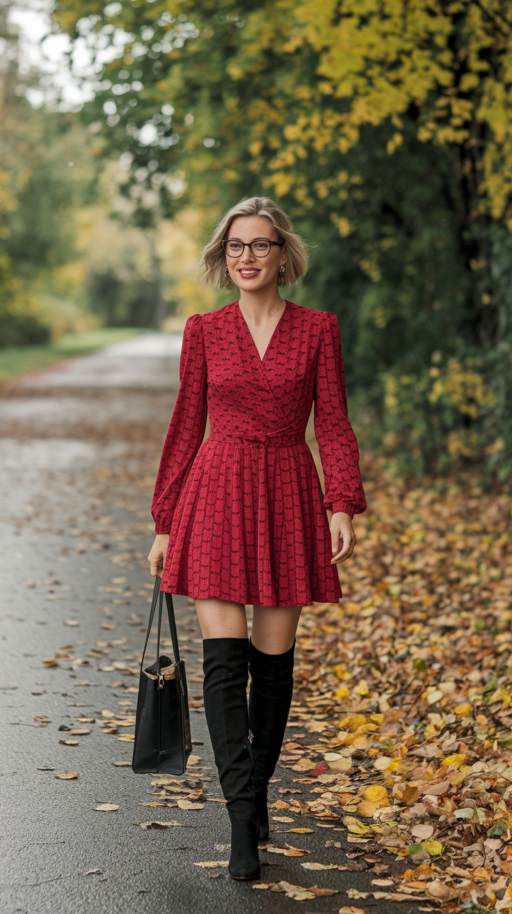 Trendy Red Dress Boots to Elevate Your Look outfit idea