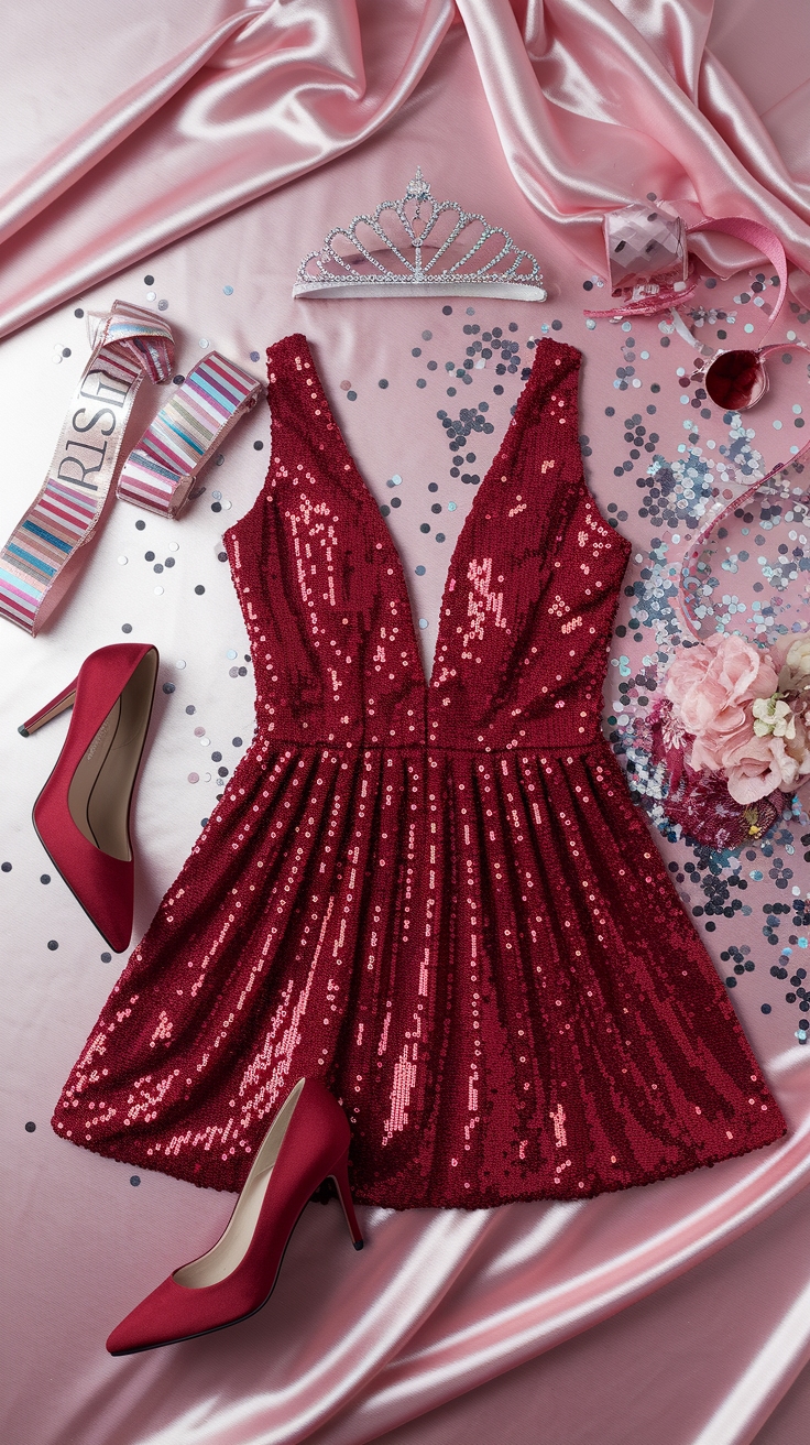 Elegant Red Long Sleeve Dress for Special Occasions outfit idea