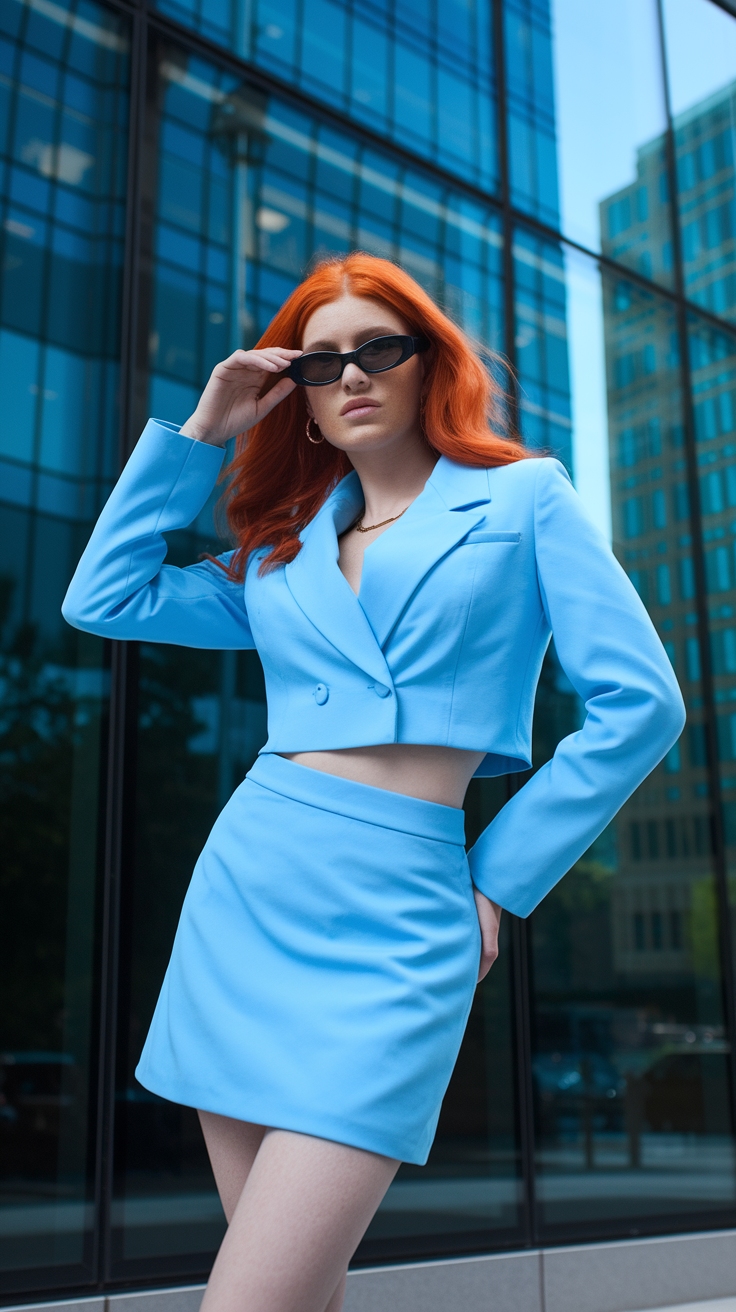 Chic Combinations: Red Hair Blue Outfit Ideas outfit idea
