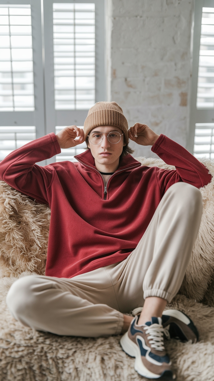 Red Half Zip Sweater Outfit: Cozy and Stylish Combinations outfit idea