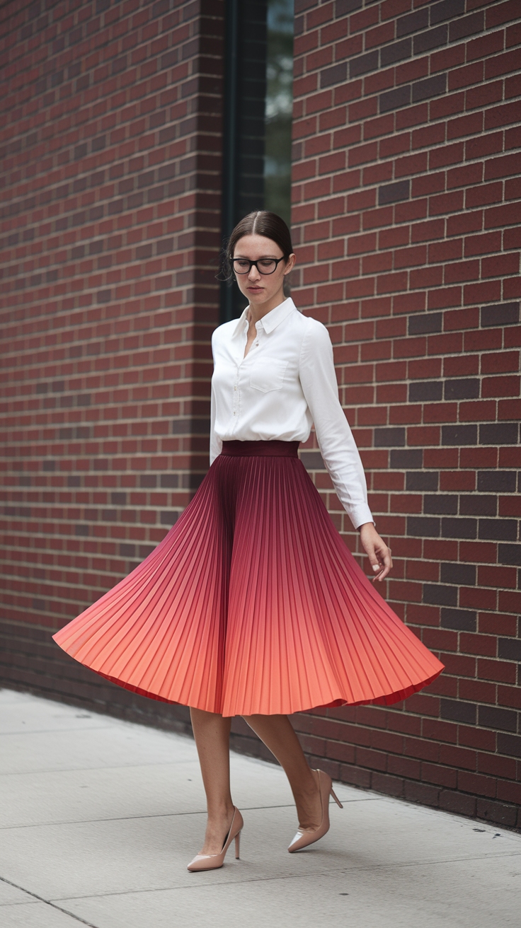Flirty Red Orange Skirt Outfit: Vibrant Summer Styles outfit idea