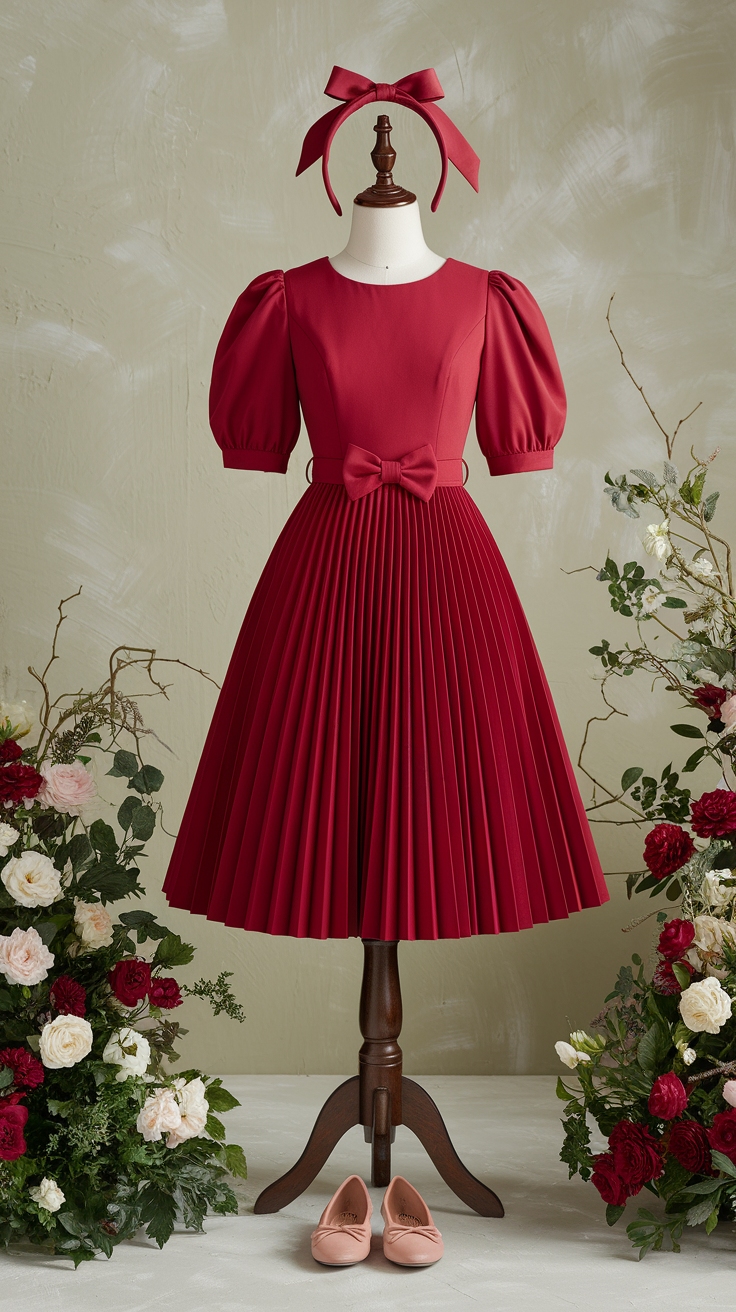Styling the Perfect Red Pleated Dress for Any Occasion outfit idea