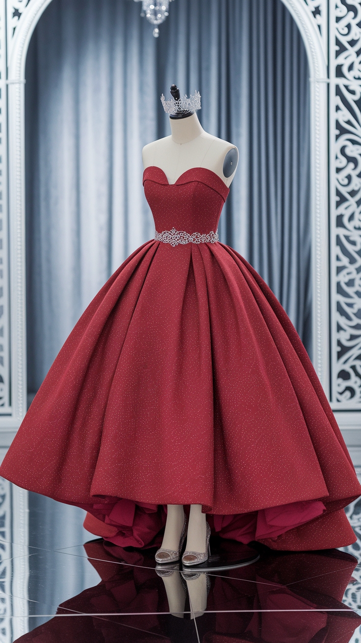 Choosing a Red Prom Dress Strapless for Your Big Night outfit idea