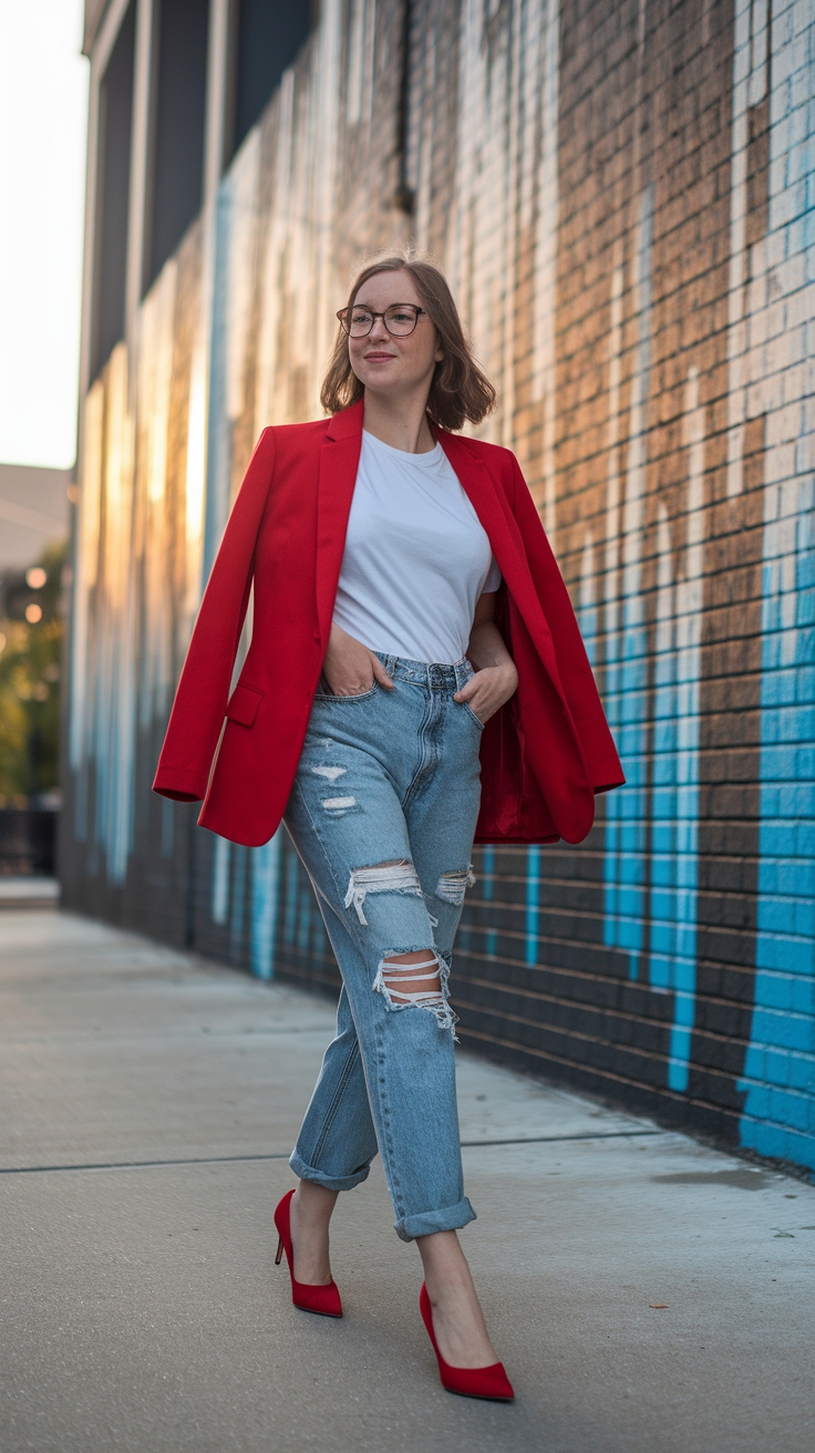 Chic Red Pumps Outfit Jeans for Effortless Style outfit idea