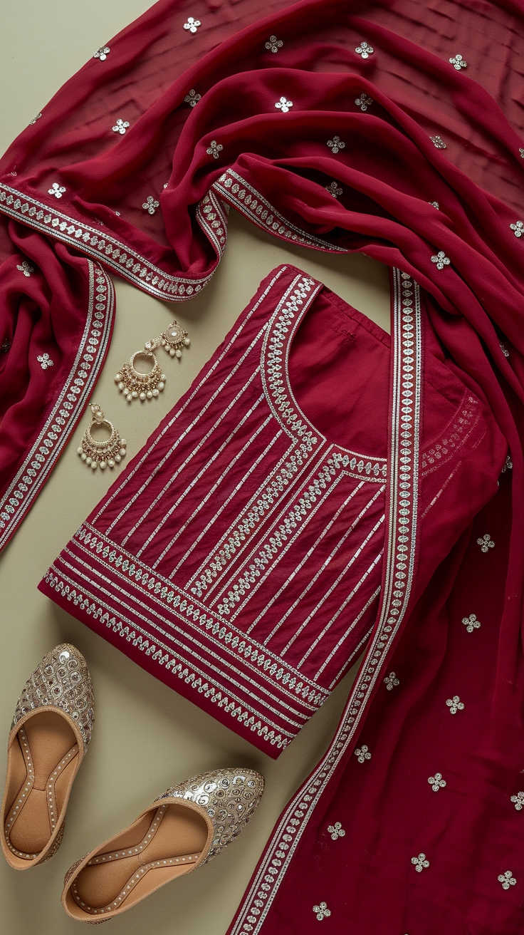 Elegant Red Punjabi Suit Party Wear for Festive Events outfit idea