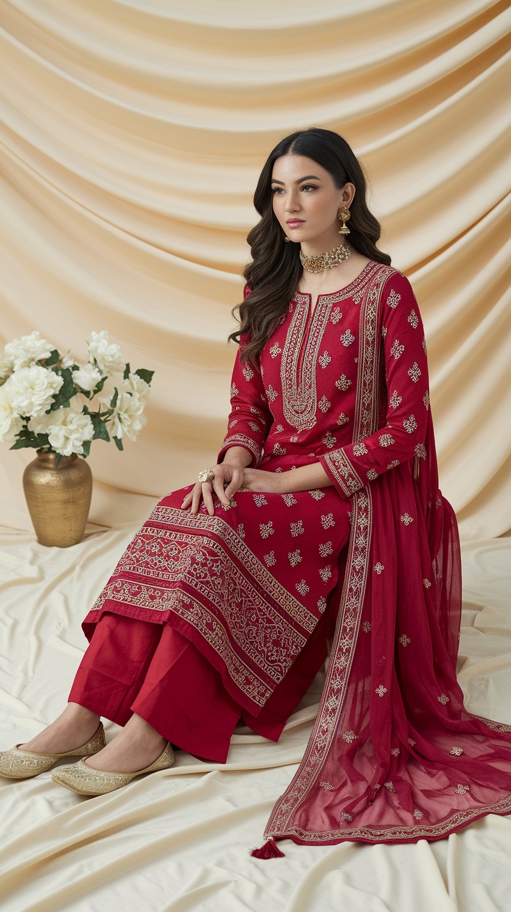 Finding the Right Red Punjabi Suit Patiala for You outfit idea