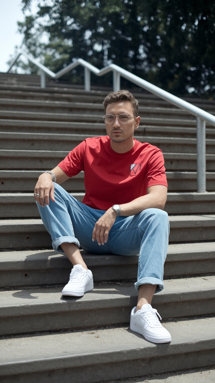 Casual Vibes: Red Shirt Casual Outfit Inspiration outfit idea