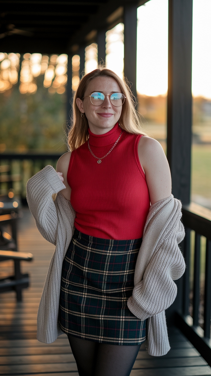 Creating a Stylish Red Sleeveless Turtleneck Outfit outfit idea