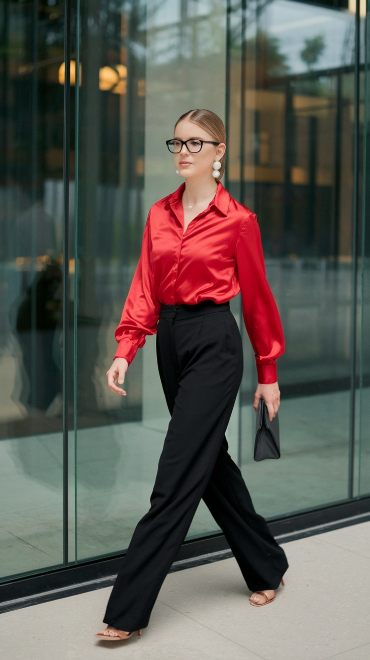 Elevate Your Red Top Formal Outfit with Accessories outfit idea