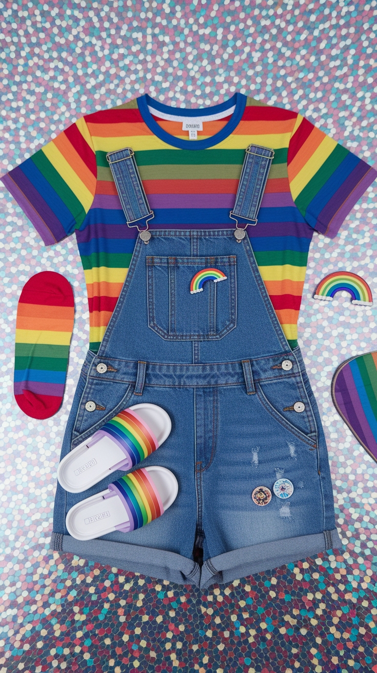 Vibrant Choices in Retro Rainbow Outfit Styles outfit idea