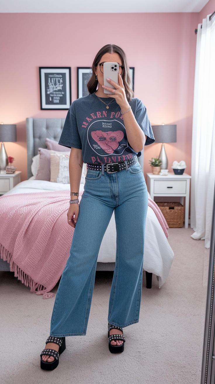 Creating a Fun Retro Tshirt Outfit for Casual Days outfit idea
