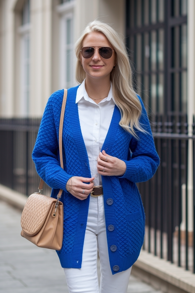 Royal Blue Cardigan Outfit Women: Bold and Beautiful Looks outfit idea