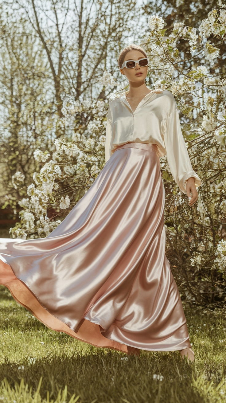 Satin Maxi Skirt Outfit Spring Trends to Try outfit idea