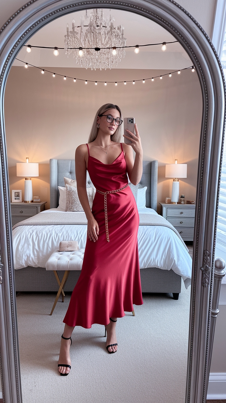 Satin Red Dress Outfit: Elegance Meets Glamour outfit idea
