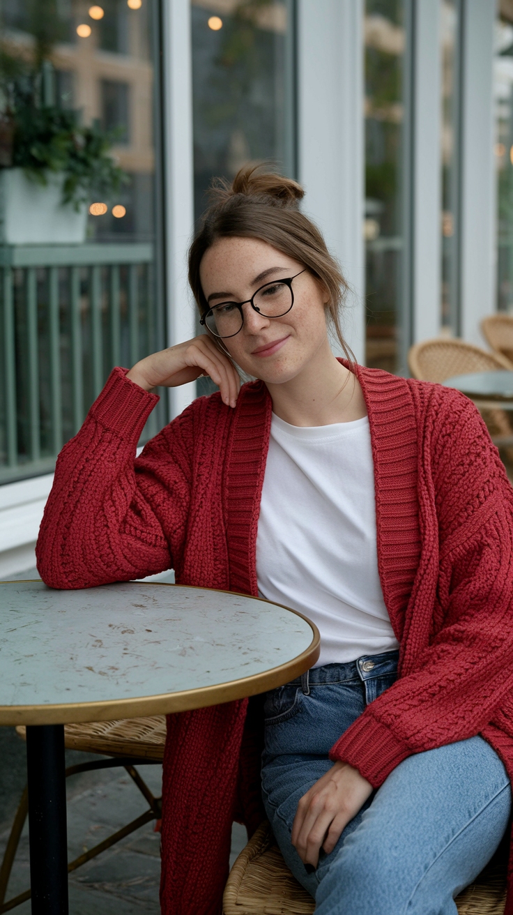 How to Style a Sezane Red Cardigan This Fall outfit idea