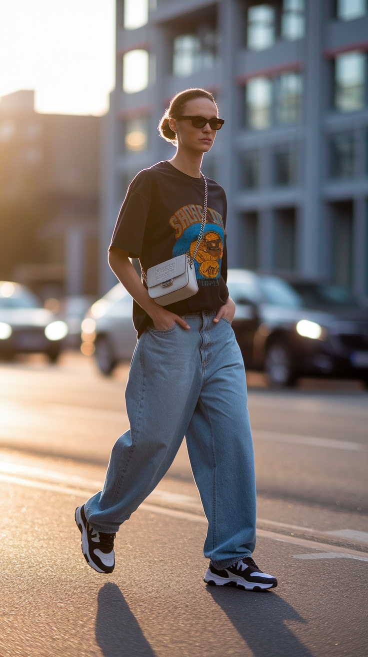Pairing Shoes with Baggy Jeans for a Chic Look outfit idea