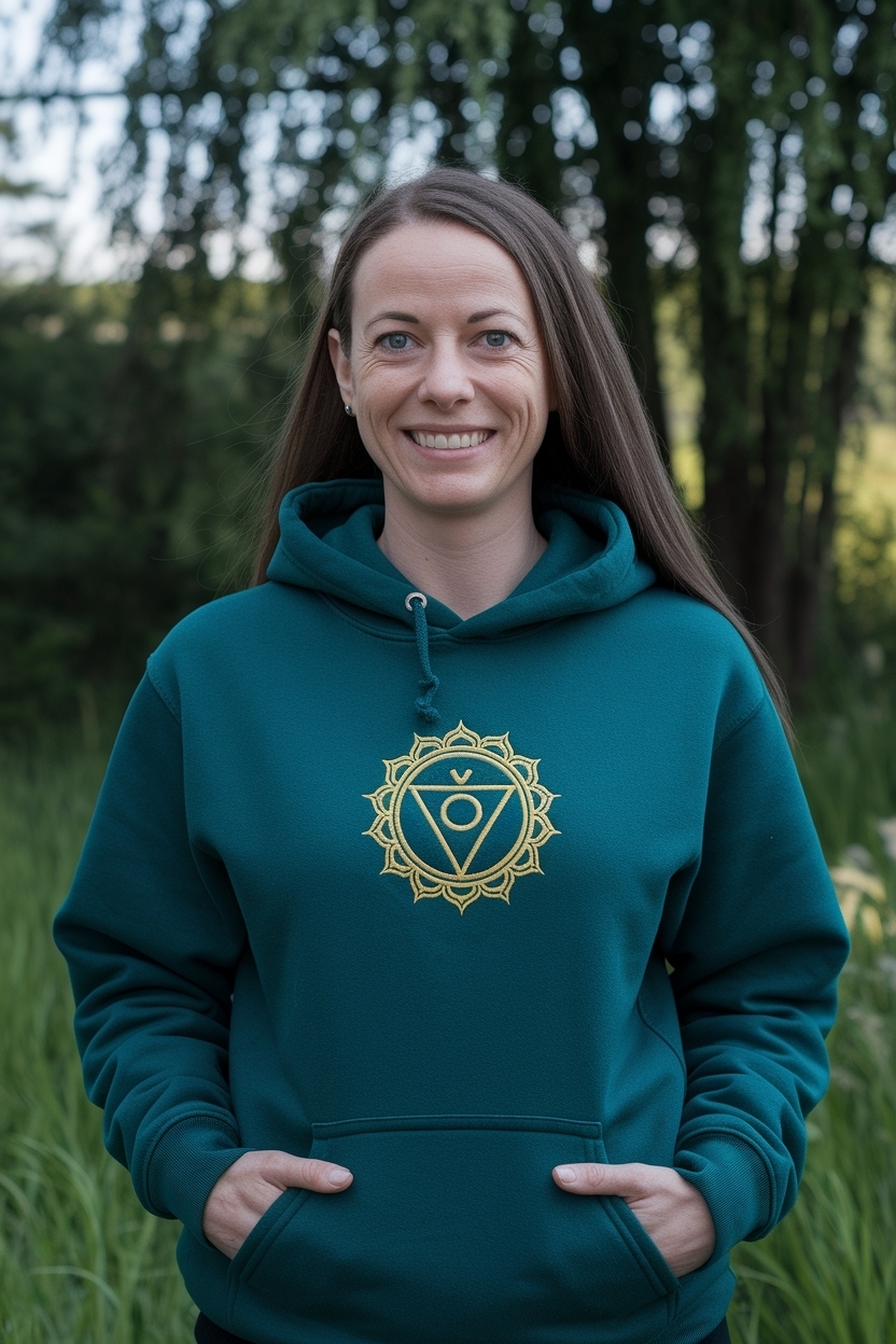 Single Chakra Embroidered Hoodie: Cozy and Chic outfit idea