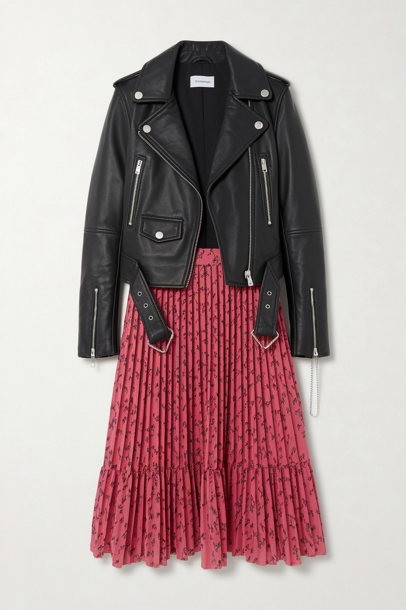 Skirt and Leather Jacket Outfit: Fashion-Forward Pairings outfit idea