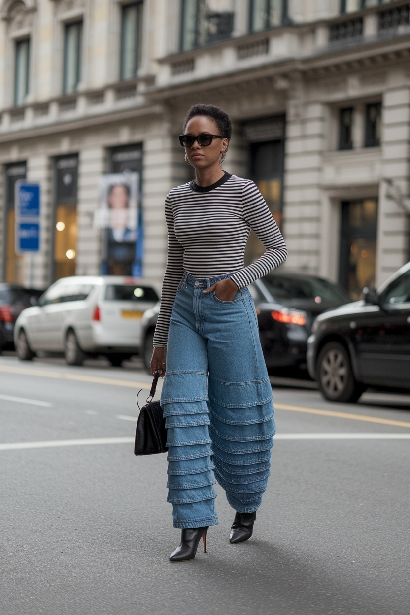 Stacked Jeans Outfit Black Women: Edgy and Fashion-Forward Trends outfit idea