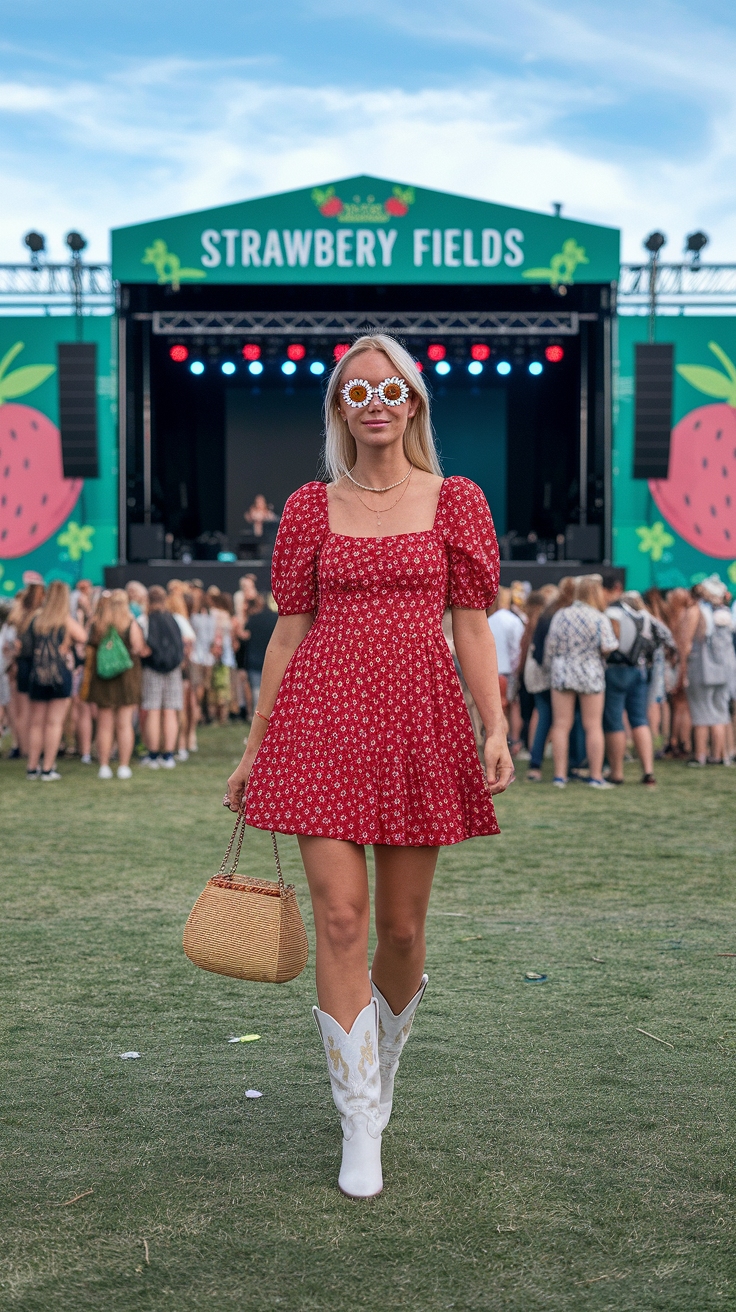 Strawberry Fields Festival Outfits to Stand Out outfit idea