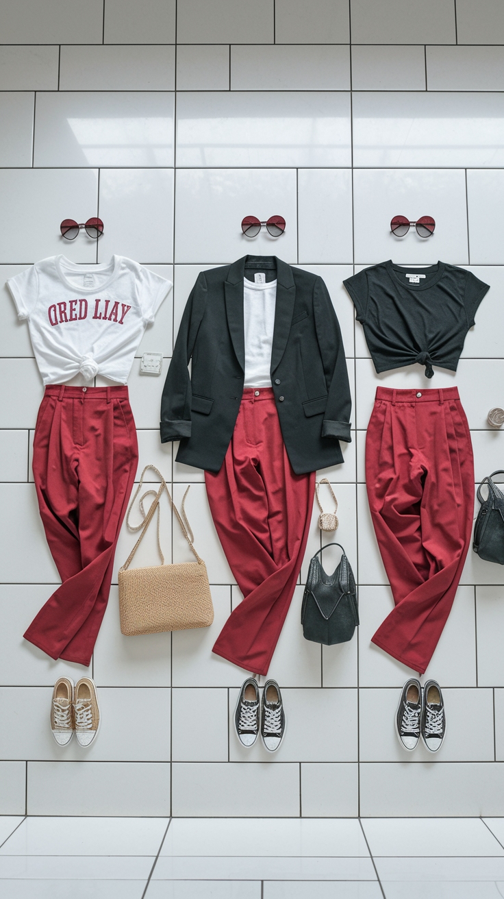 Styling Red Pants: Making a Statement with Bold Colors outfit idea