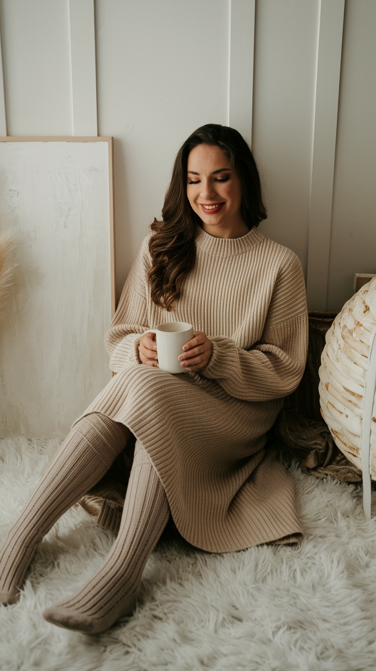 Cozy Sweater Dresses Maxi for Cool Summer Nights outfit idea