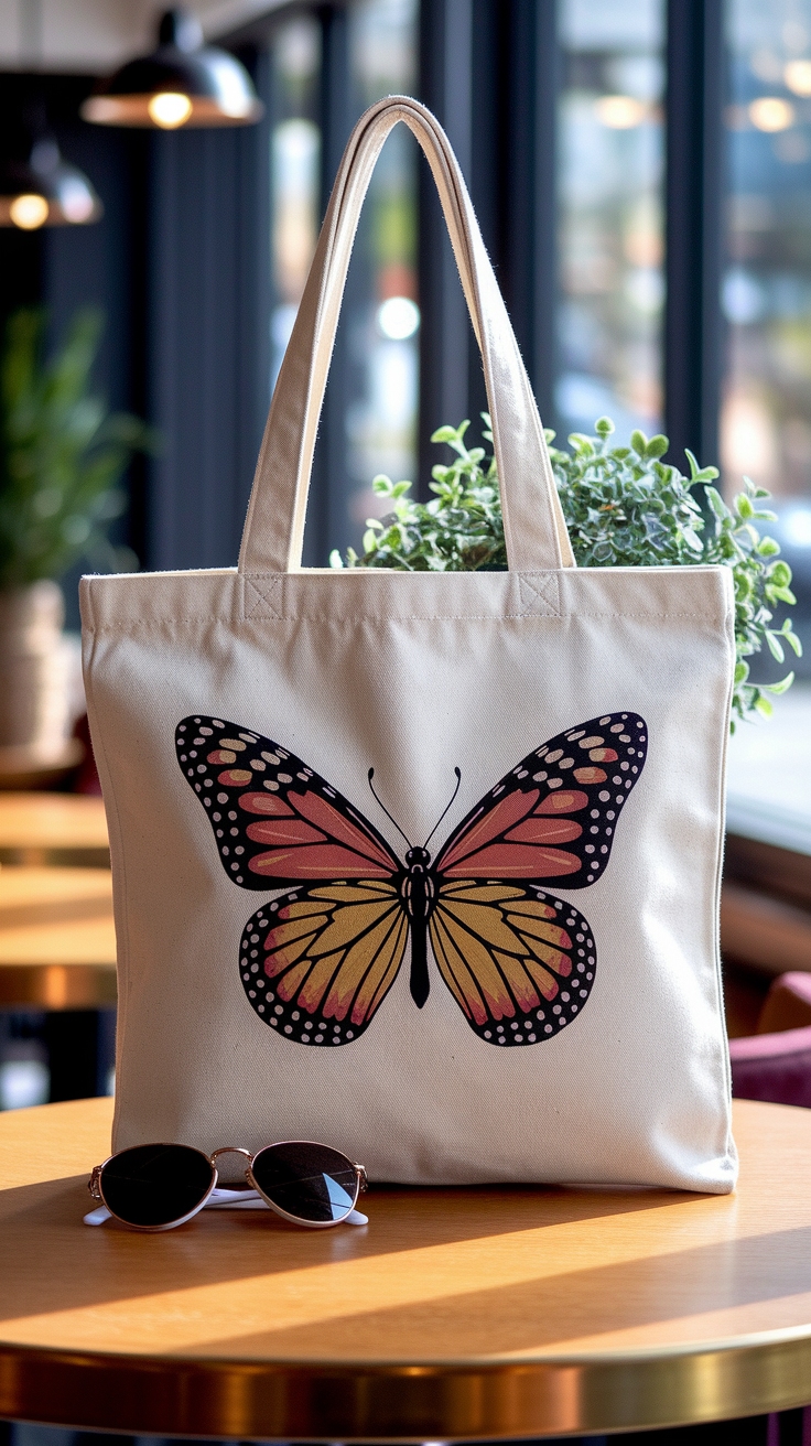 Lovely Tote Bag Butterfly Design for Spring Fashion outfit idea