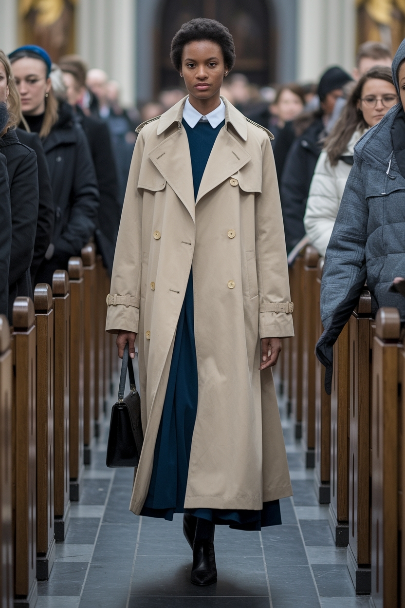 Trench Coat Church Outfit Black Women: Elegant Layering Ideas outfit idea