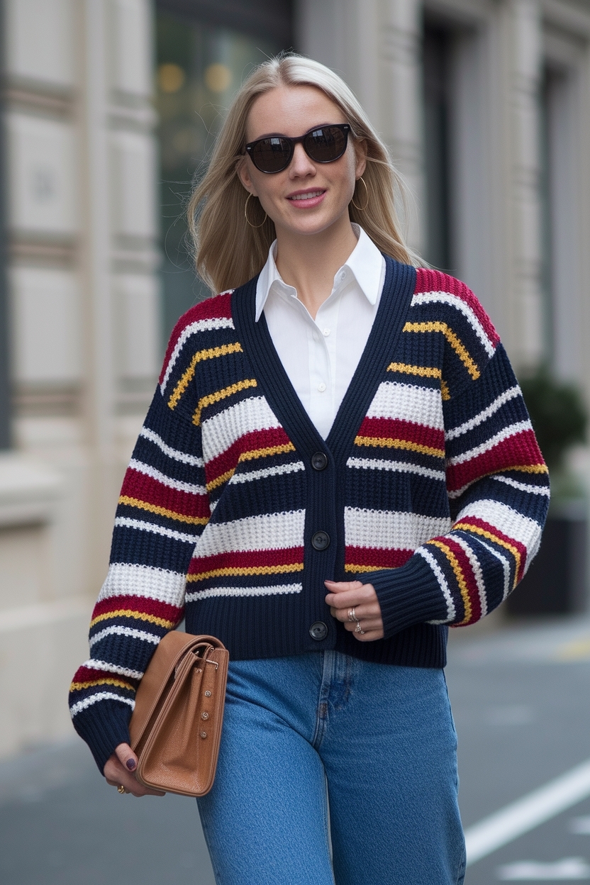 Effortless V Neck Cardigan Outfit for Women to Try outfit idea