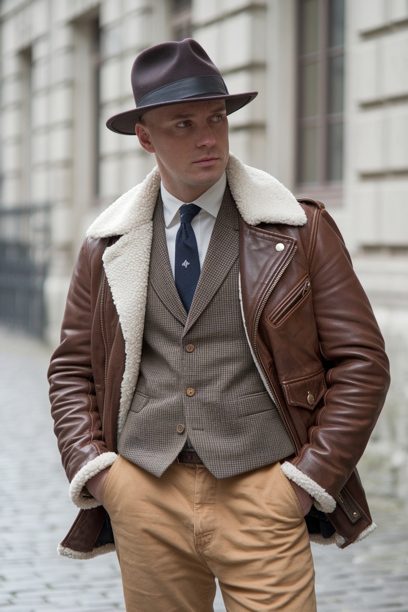 Vintage Leather Jacket Outfit Men: Timeless Fashion Choices outfit idea