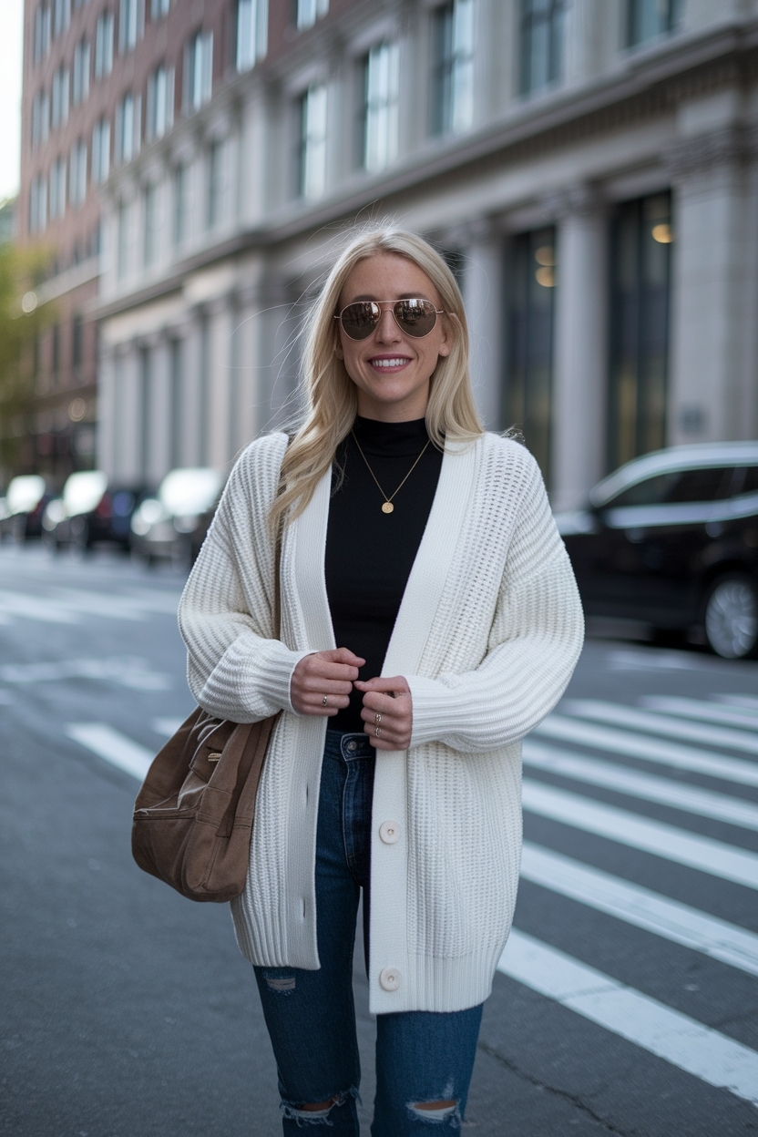 White Cardigan Outfit Ideas for Women: Fresh and Fashionable outfit idea
