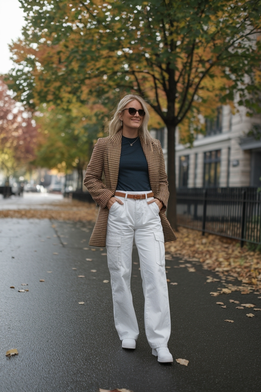 White Cargo Pants Outfit Fall: Brighten Up Your Wardrobe outfit idea