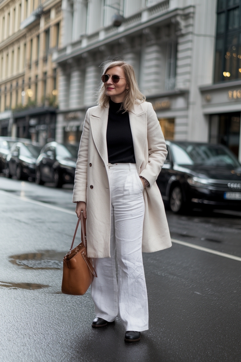 White Linen Pants Outfit Winter for a Fresh Look outfit idea