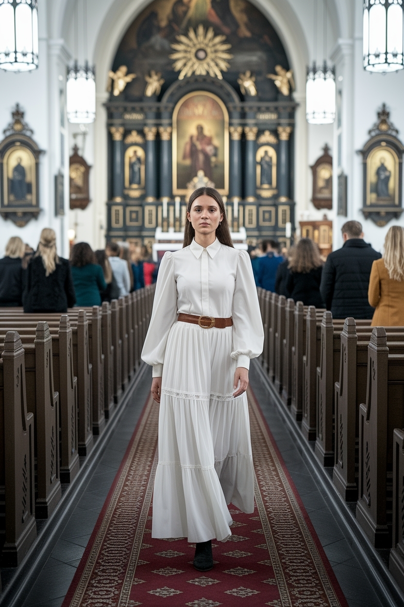 White Longsleeves Outfit Women Church Must-Haves outfit idea