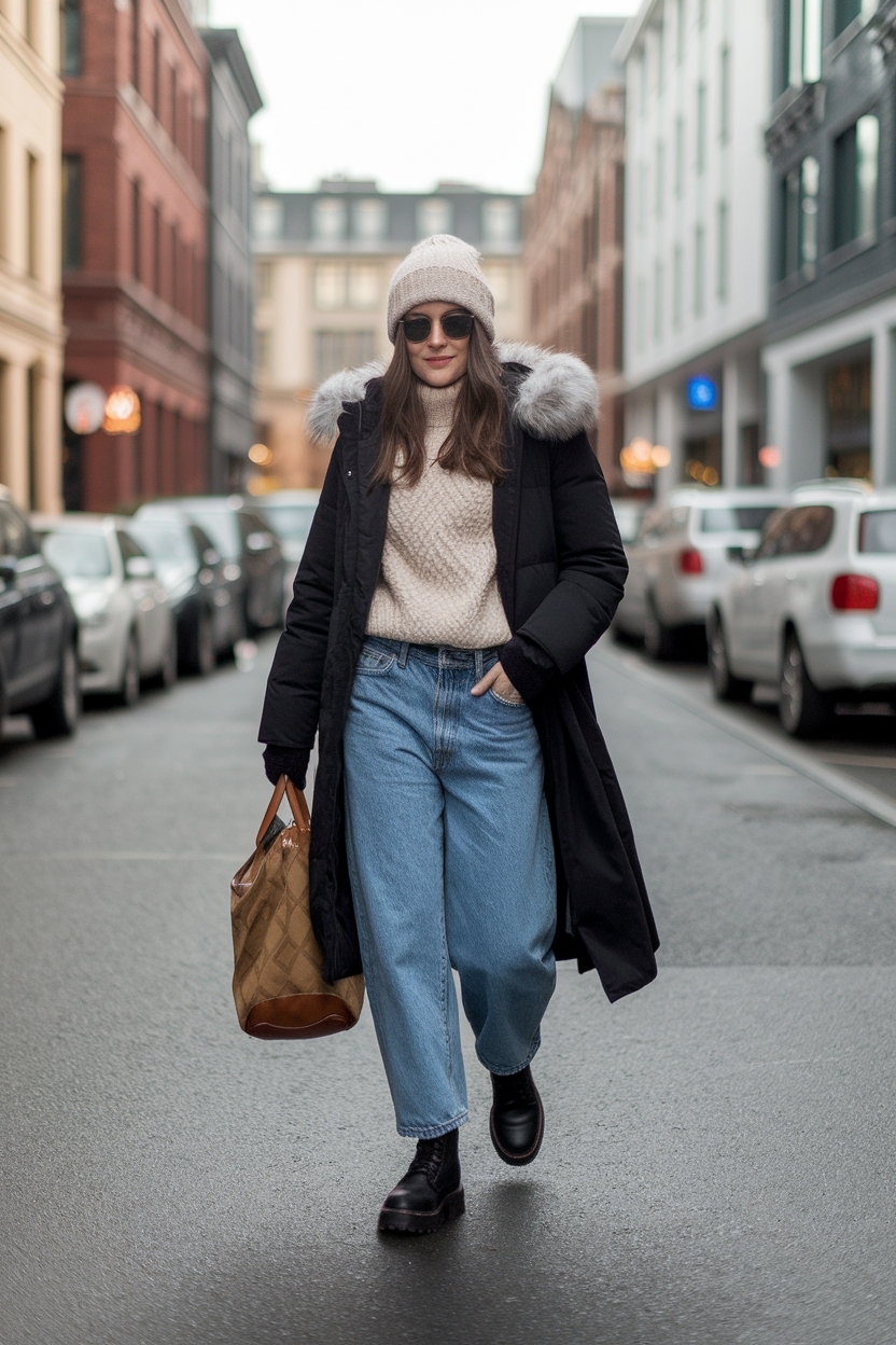 Winter Baggy Jeans Outfit: Stay Cozy and Stylish outfit idea